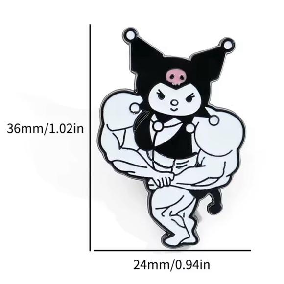 Kuromi Dressed Up as Bodybuilder Enamel Pin Halloween Cute Kawaii Sanrio Brooch - Picture 6 of 7